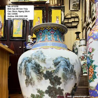 Bình Sứ Xương họa tiết Sơn Thủy